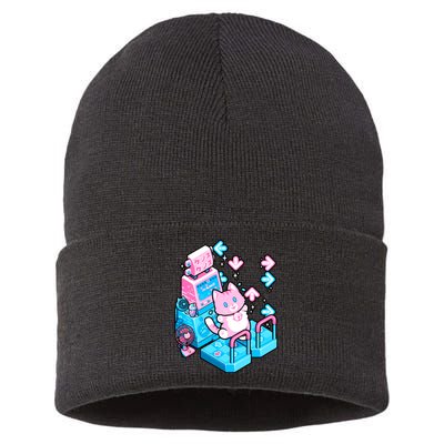 Cute Dancing Game Kitty Sustainable Knit Beanie