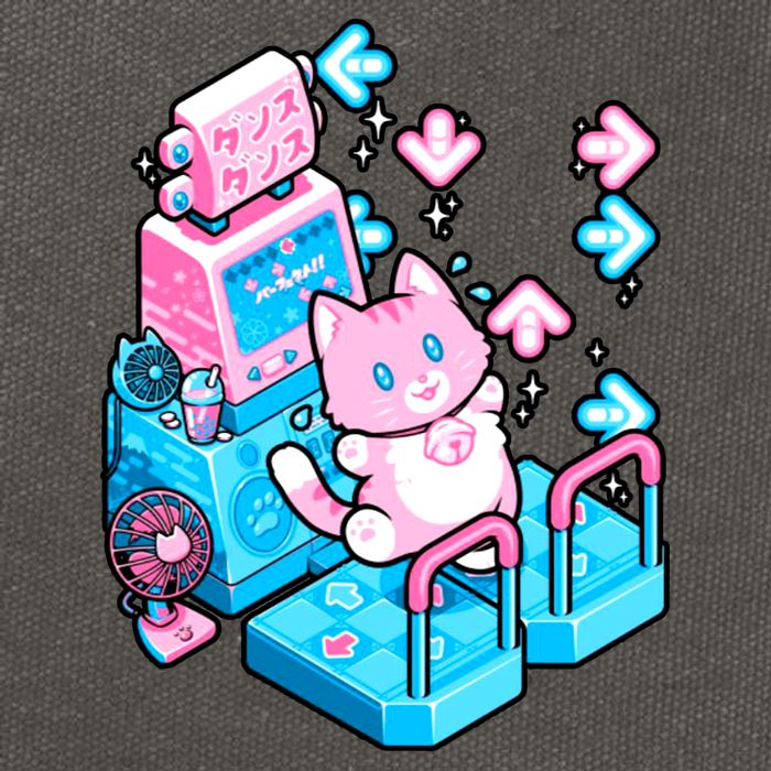 Cute Dancing Game Kitty Cotton Canvas Backpack