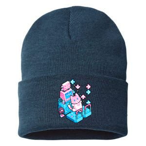 Cute Dancing Game Kitty Sustainable Knit Beanie