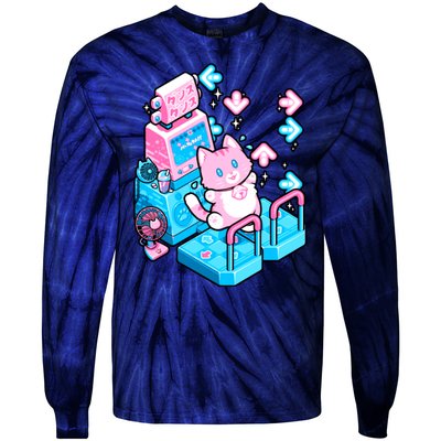 Cute Dancing Game Kitty Tie-Dye Long Sleeve Shirt