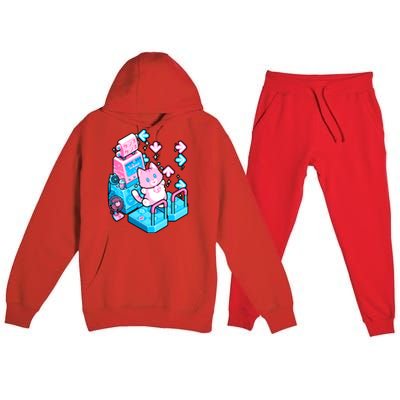 Cute Dancing Game Kitty Premium Hooded Sweatsuit Set