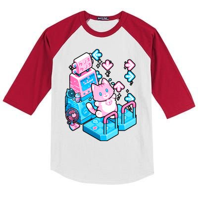 Cute Dancing Game Kitty Kids Colorblock Raglan Jersey