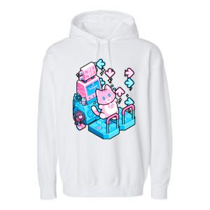 Cute Dancing Game Kitty Garment-Dyed Fleece Hoodie