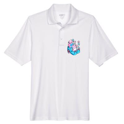 Cute Dancing Game Kitty Men's Origin Performance Piqué Polo