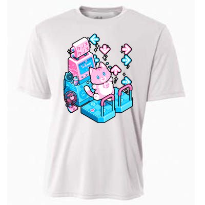 Cute Dancing Game Kitty Cooling Performance Crew T-Shirt