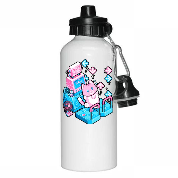 Cute Dancing Game Kitty Aluminum Water Bottle