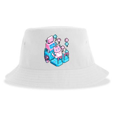 Cute Dancing Game Kitty Sustainable Bucket Hat