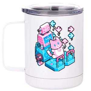 Cute Dancing Game Kitty 12 oz Stainless Steel Tumbler Cup