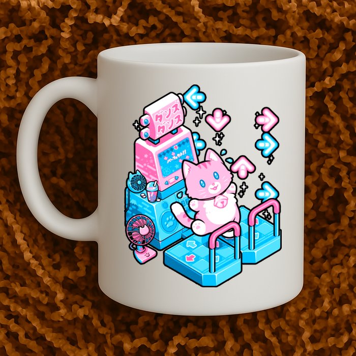 Cute Dancing Game Kitty Mug