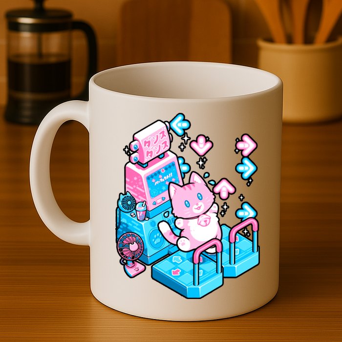 Cute Dancing Game Kitty Mug