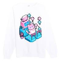 Cute Dancing Game Kitty Premium Crewneck Sweatshirt