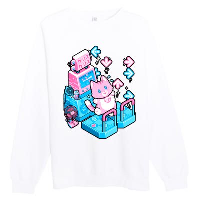 Cute Dancing Game Kitty Premium Crewneck Sweatshirt