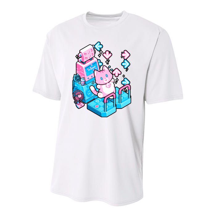 Cute Dancing Game Kitty Youth Performance Sprint T-Shirt