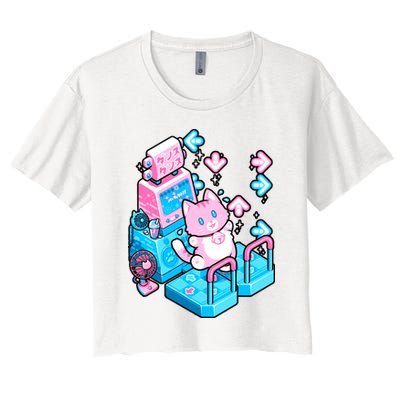 Cute Dancing Game Kitty Crop Top