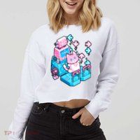 Cute Dancing Game Kitty Cropped Pullover Crew