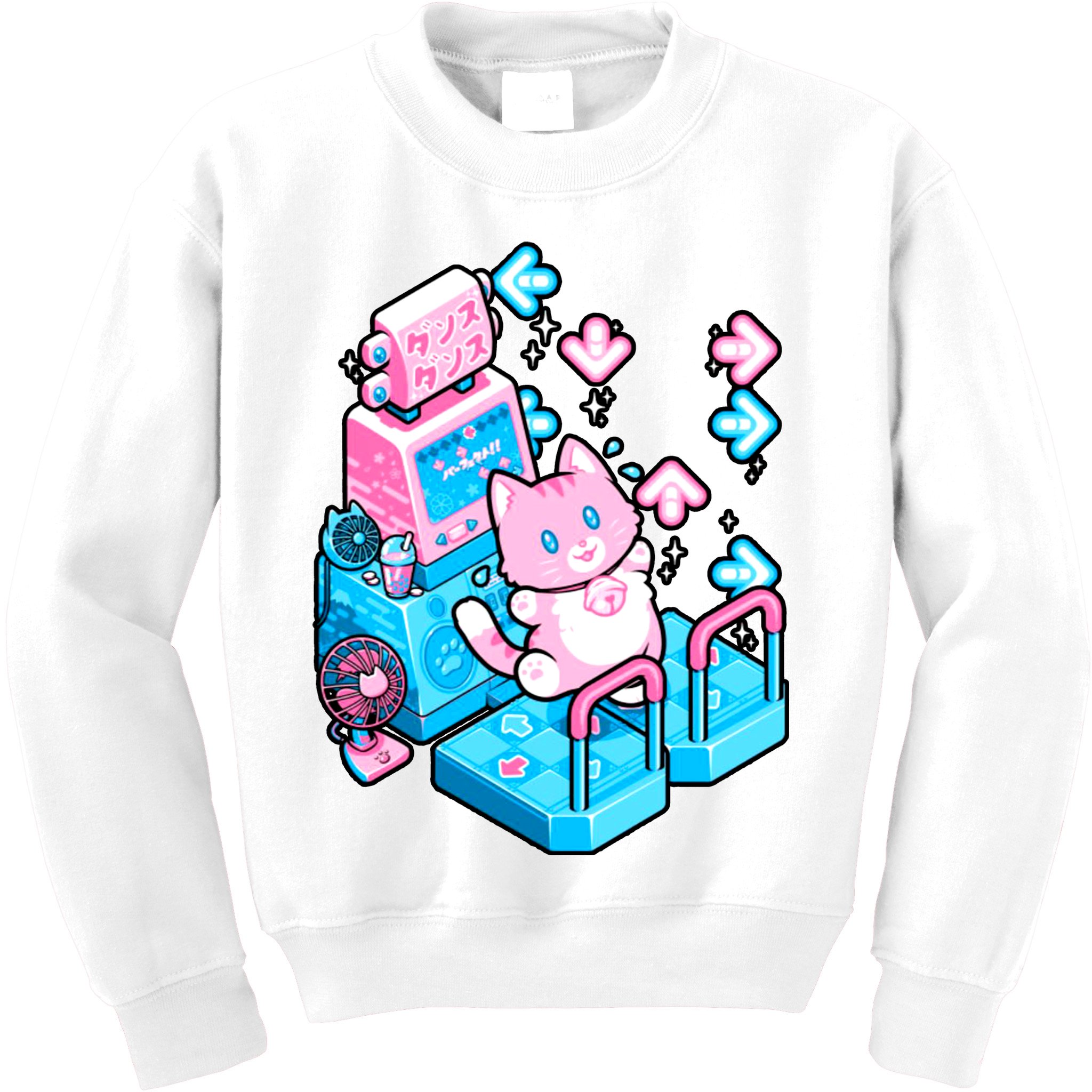 Cute Dancing Game Kitty Kids Sweatshirt