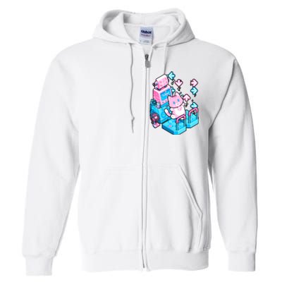 Cute Dancing Game Kitty Full Zip Hoodie