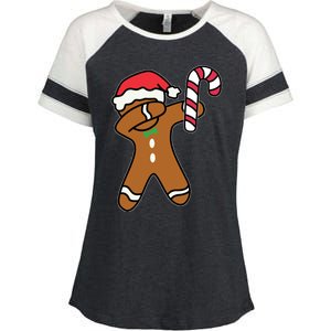 Christmas Dabbing Gingerbread Candy Cane Dance Gift Cute Gift Enza Ladies Jersey Colorblock Tee