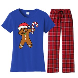 Christmas Dabbing Gingerbread Candy Cane Dance Gift Cute Gift Women's Flannel Pajama Set