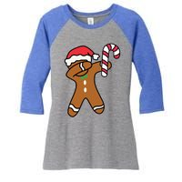 Christmas Dabbing Gingerbread Candy Cane Dance Gift Cute Gift Women's Tri-Blend 3/4-Sleeve Raglan Shirt