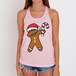 Christmas Dabbing Gingerbread Candy Cane Dance Gift Cute Gift Women's Knotted Racerback Tank