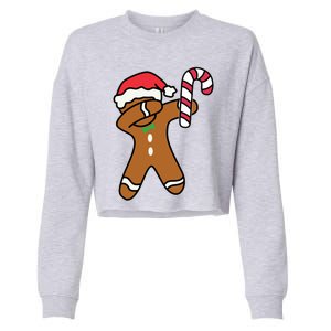 Christmas Dabbing Gingerbread Candy Cane Dance Gift Cute Gift Cropped Pullover Crew