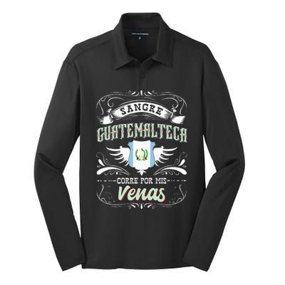 Camisa De Guatemala Sangre Guatemalteca Corre Por Mis Venas Silk Touch Performance Long Sleeve Polo