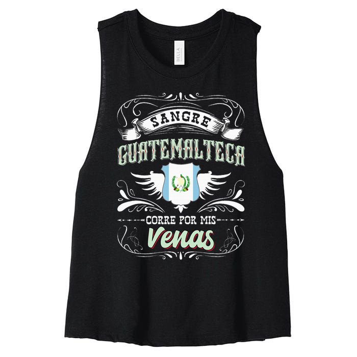 Camisa De Guatemala Sangre Guatemalteca Corre Por Mis Venas Women's Racerback Cropped Tank