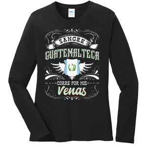 Camisa De Guatemala Sangre Guatemalteca Corre Por Mis Venas Ladies Long Sleeve Shirt