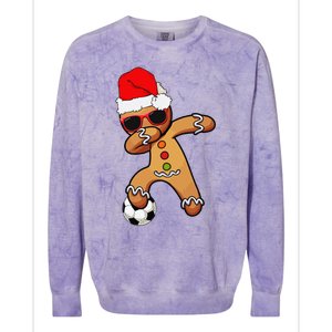 Christmas Dabbing Gingerbread Soccer Funny Colorblast Crewneck Sweatshirt