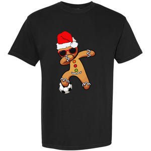 Christmas Dabbing Gingerbread Soccer Funny Garment-Dyed Heavyweight T-Shirt