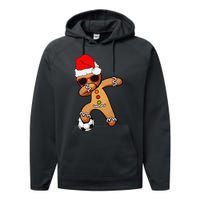 Christmas Dabbing Gingerbread Soccer Funny Performance Fleece Hoodie