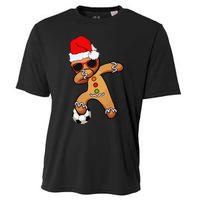 Christmas Dabbing Gingerbread Soccer Funny Cooling Performance Crew T-Shirt