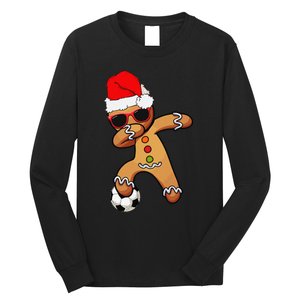 Christmas Dabbing Gingerbread Soccer Funny Long Sleeve Shirt