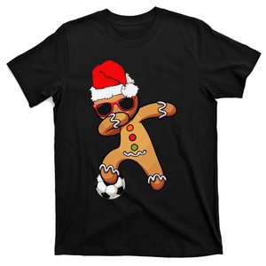 Christmas Dabbing Gingerbread Soccer Funny T-Shirt