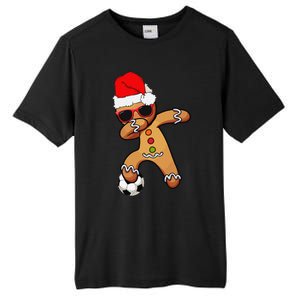 Christmas Dabbing Gingerbread Soccer Funny Tall Fusion ChromaSoft Performance T-Shirt