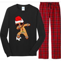 Christmas Dabbing Gingerbread Soccer Funny Long Sleeve Pajama Set