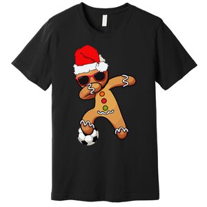 Christmas Dabbing Gingerbread Soccer Funny Premium T-Shirt