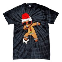 Christmas Dabbing Gingerbread Soccer Funny Tie-Dye T-Shirt