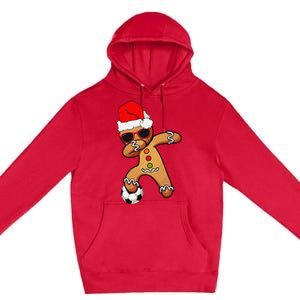 Christmas Dabbing Gingerbread Soccer Funny Premium Pullover Hoodie