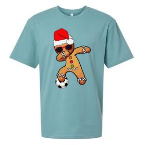 Christmas Dabbing Gingerbread Soccer Funny Sueded Cloud Jersey T-Shirt