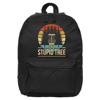 Cool Disc Golf Player Quote I Stupid Tree 16 in Basic Backpack