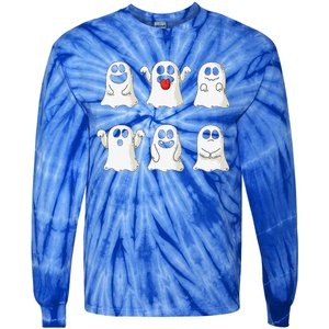 Cute Dancing Ghosts Ghost Halloween Costume Tie-Dye Long Sleeve Shirt