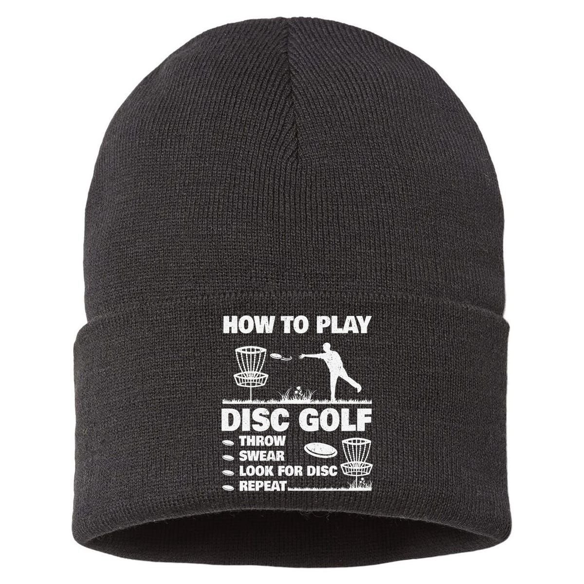 Cool Disc Golf For  Dad Sports Tournament Best Dad By Par Sustainable Knit Beanie