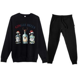 Christmas Drinking Gingle Bells Gin Humorous Alcohol Lovers Premium Crewneck Sweatsuit Set