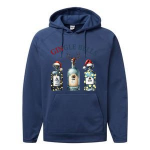 Christmas Drinking Gingle Bells Gin Humorous Alcohol Lovers Performance Fleece Hoodie