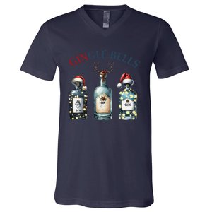 Christmas Drinking Gingle Bells Gin Humorous Alcohol Lovers V-Neck T-Shirt