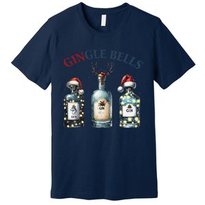 Christmas Drinking Gingle Bells Gin Humorous Alcohol Lovers Premium T-Shirt