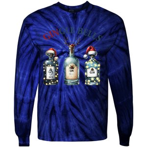 Christmas Drinking Gingle Bells Gin Humorous Alcohol Lovers Tie-Dye Long Sleeve Shirt