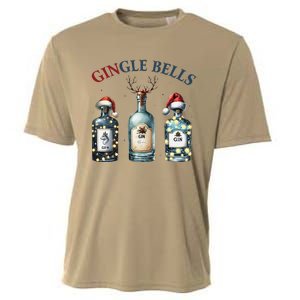 Christmas Drinking Gingle Bells Gin Humorous Alcohol Lovers Cooling Performance Crew T-Shirt